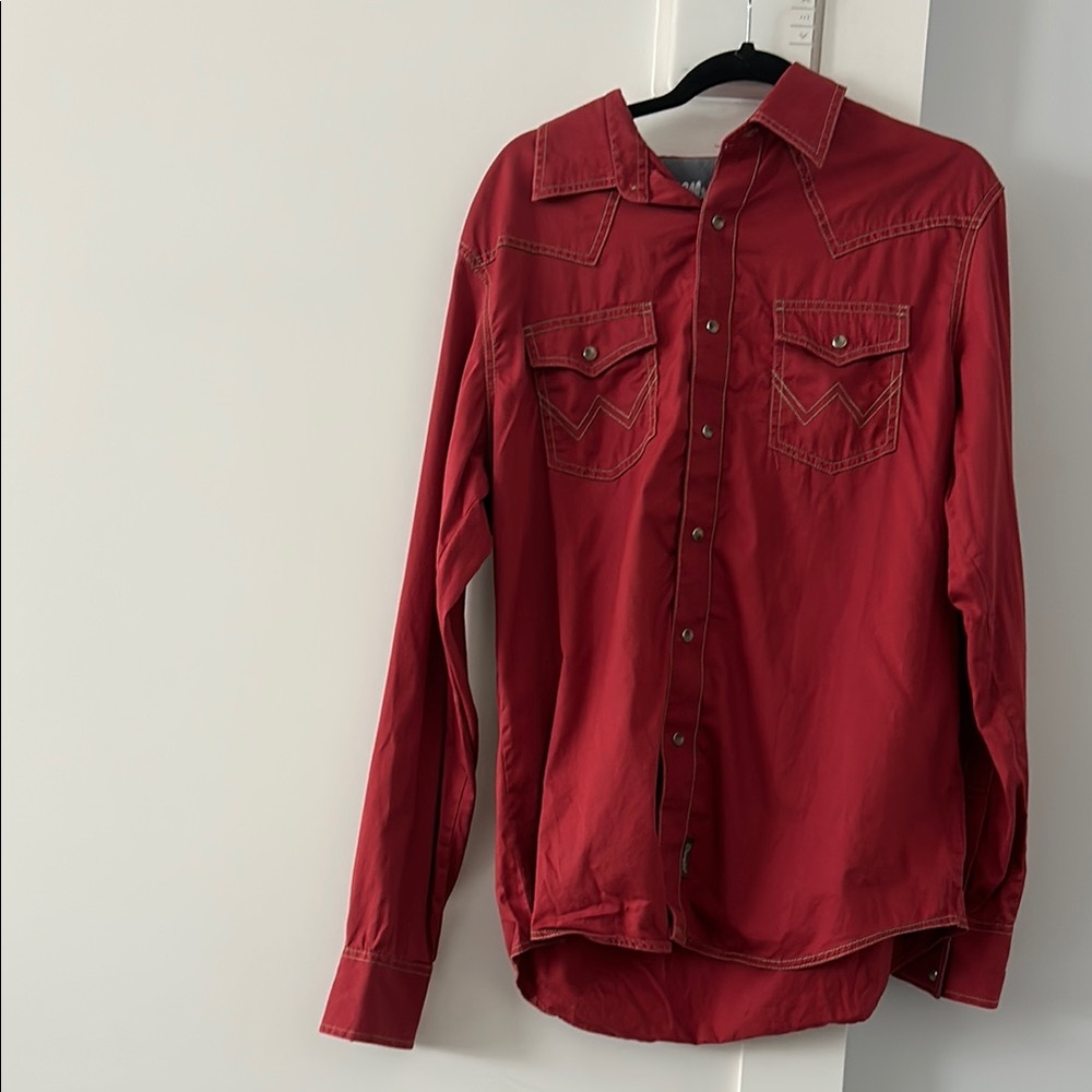 Wrangler Red Snap-Front Western Shirt